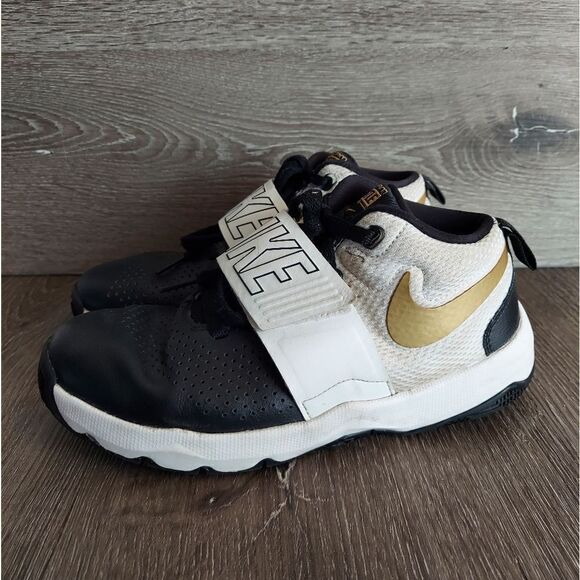 Nike Youth sz 5.5y  881941-009 2018 Team Hustle D8 White Black Gold Swoosh - Picture 4 of 11